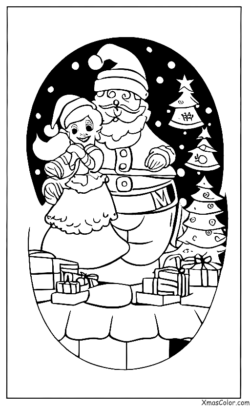 Christmas / Vixen: Vixen and Santa in front of the fireplace