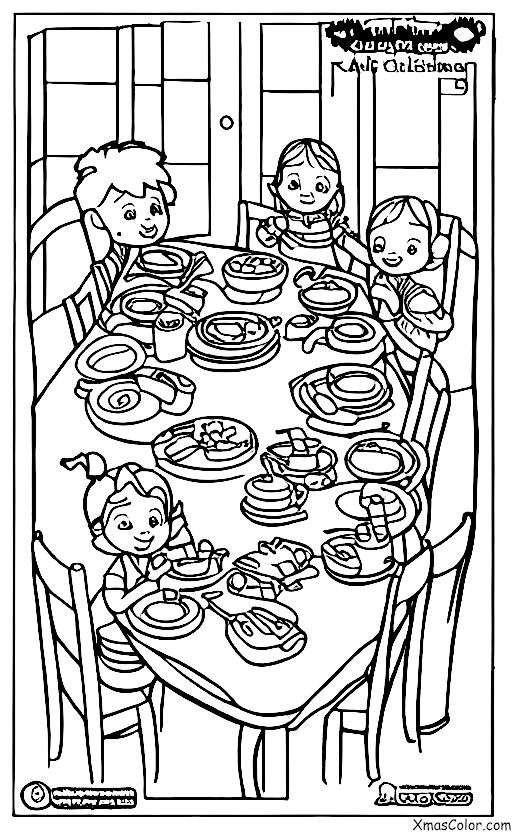 Christmas / What people do on Christmas: A family cooking Christmas dinner