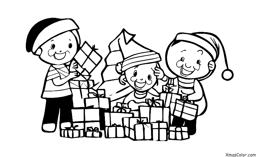 Christmas / What people do on Christmas: Children opening presents on Christmas morning