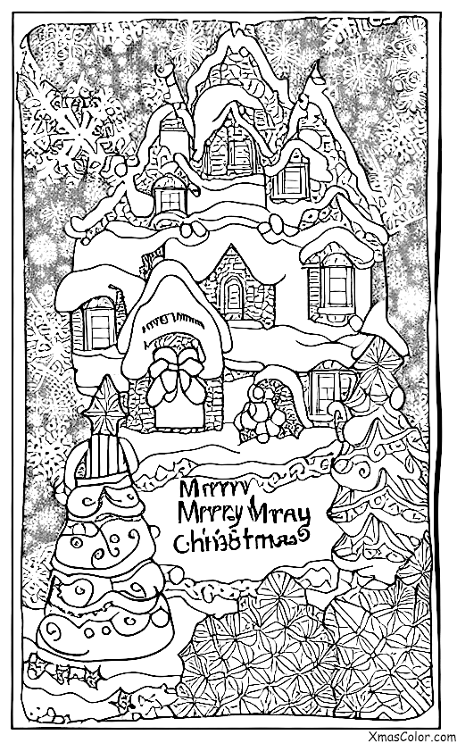 Christmas / White Christmas: White Christmas scene with a Christmas card