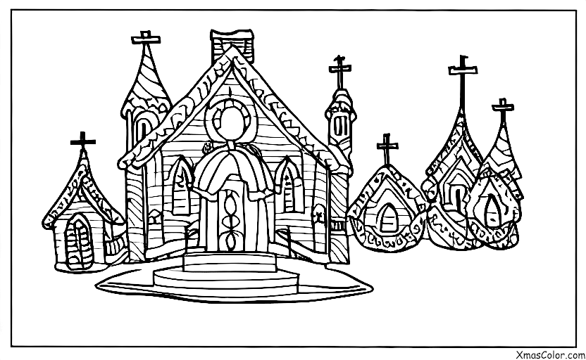 Christmas / White Christmas: White Christmas scene with a church