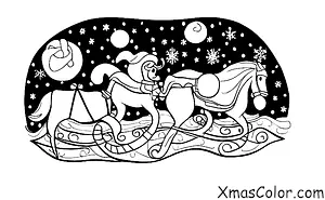 Christmas / White Christmas: White Christmas scene with a sleigh ride