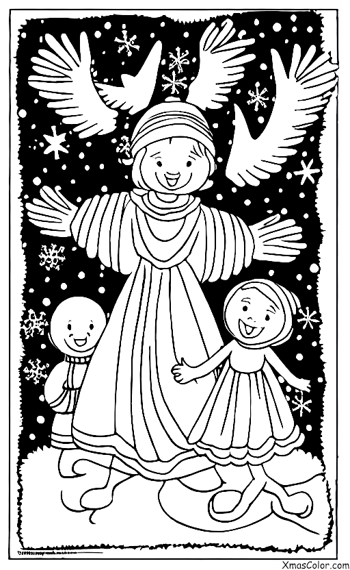 Christmas / White Christmas: White Christmas scene with a snow angel