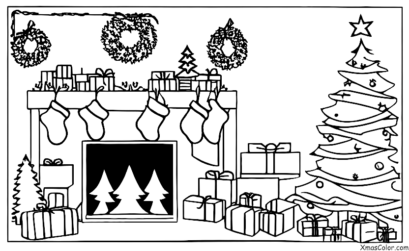 Christmas / Winter Wonderland: Fireplace With Stockings