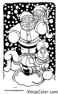 Christmas / Winter Wonderland: Santa in his sleigh being pulled by his reindeer