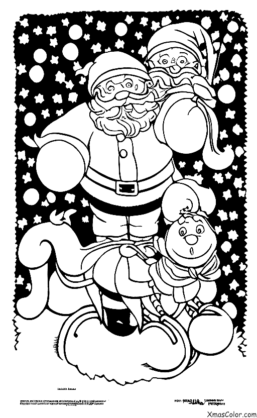 Christmas / Winter Wonderland: Santa in his sleigh being pulled by his reindeer