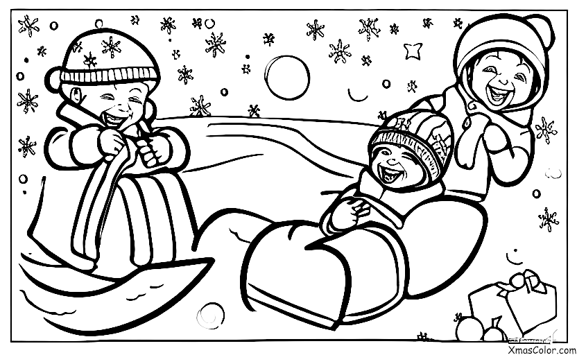 Christmas / Wintry Weather: A child going sledding