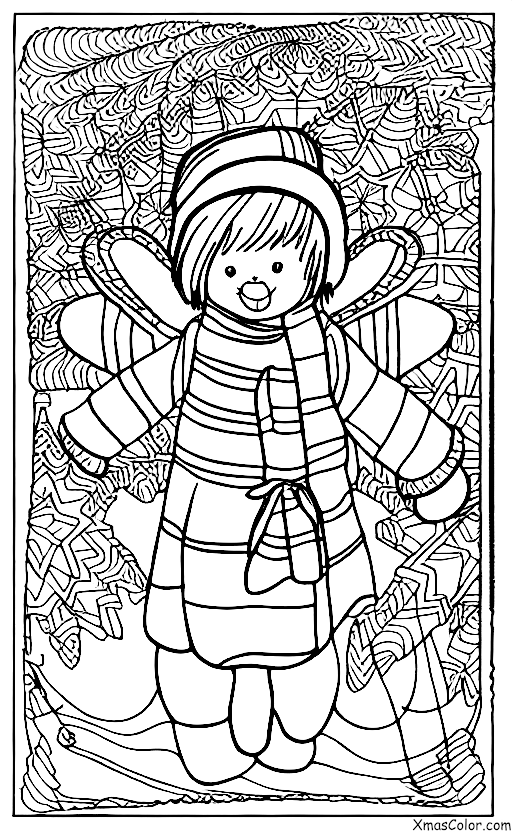 Christmas / Wintry Weather: A child making a snow angel