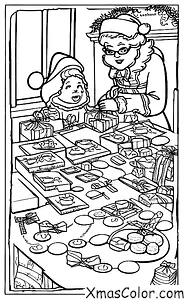 Christmas / Wrapping Christmas Gifts: Mrs. Claus wrapping presents