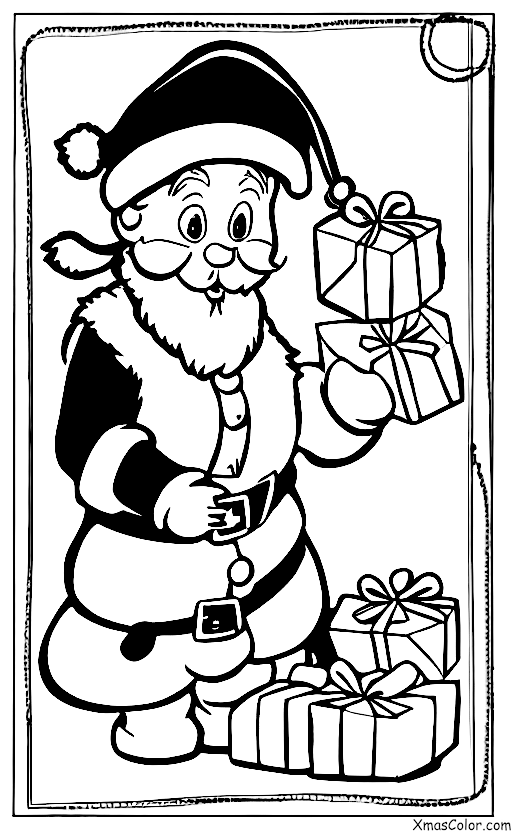 Christmas / Wrapping Christmas Gifts: Santa wrapping a Christmas present