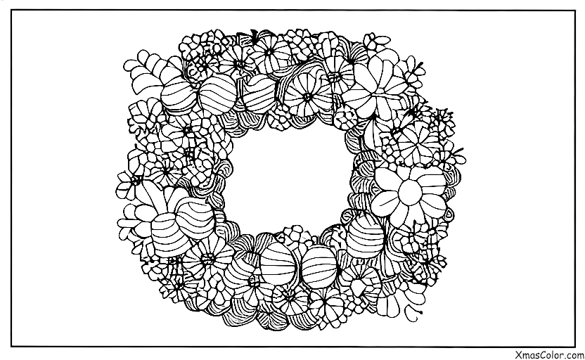 Christmas / Wreaths: A wreath made of different colored flowers